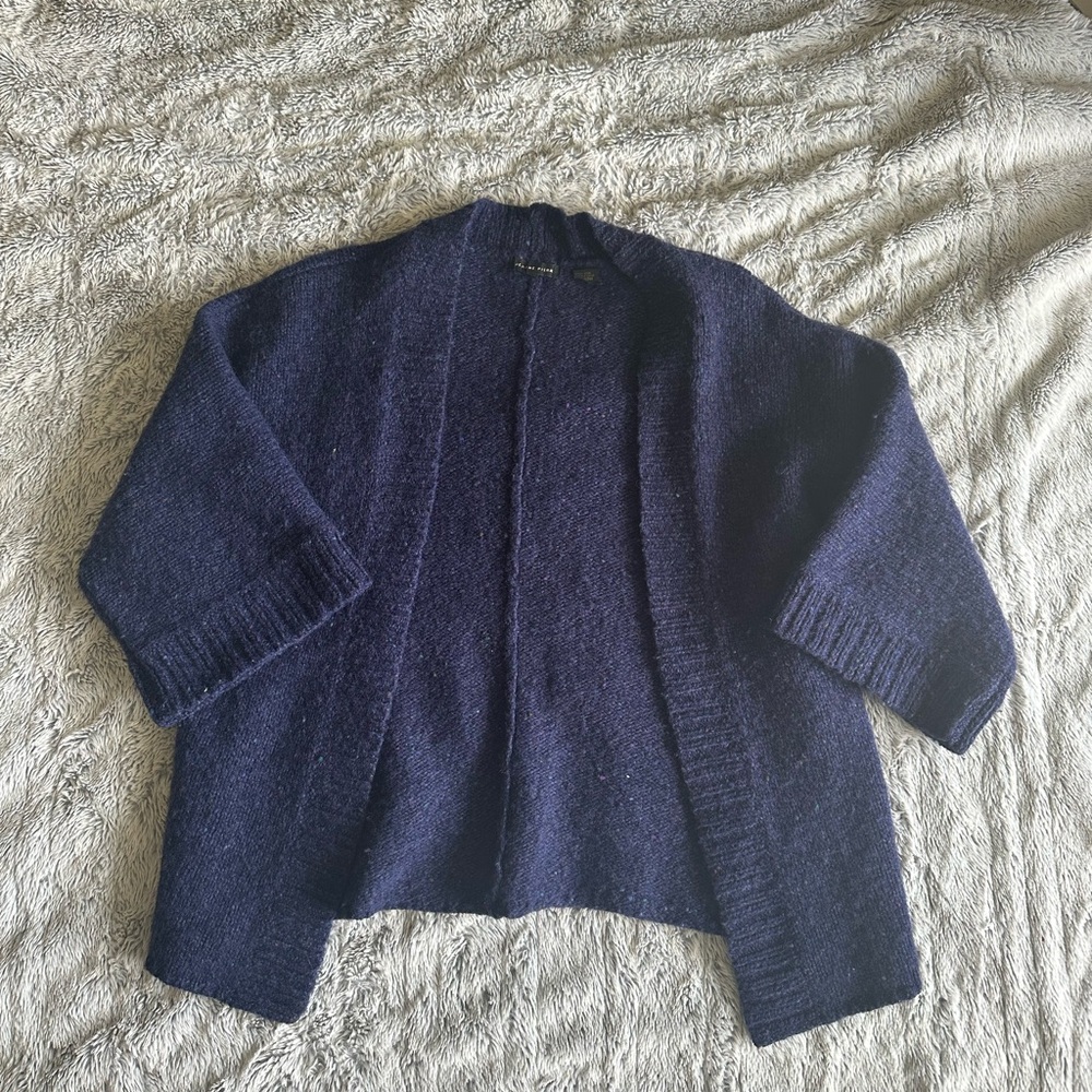 JEANNE PIERRE 100% Wool Deep Blue Women's Cardigan